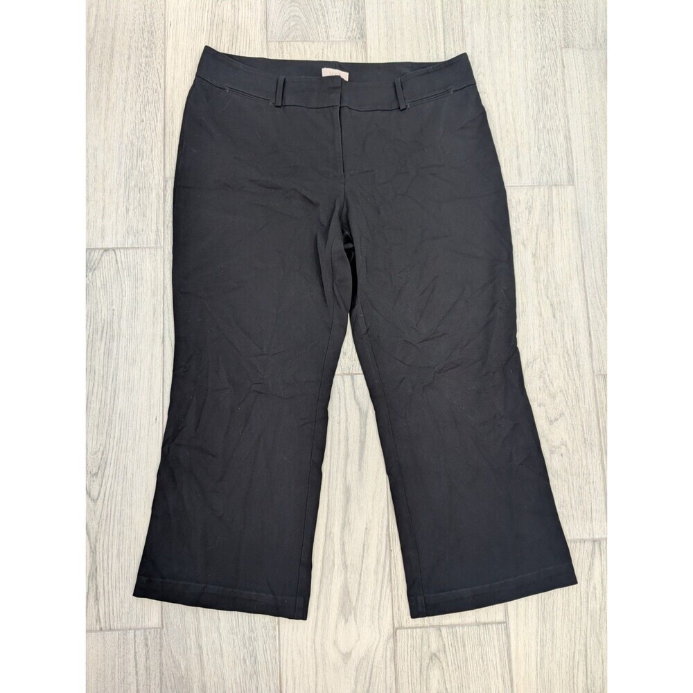 LOFT‎ Curvy Sz 14 Pants Womens  Black High Rise E wide Leg Crop Chino 39x26 189